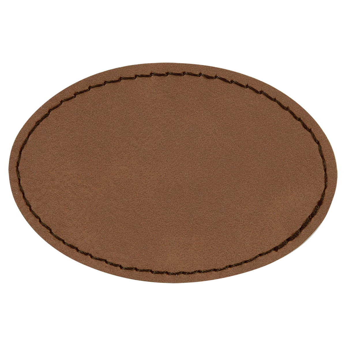 Dark Brown with Black Engraving 3x2 Oval Hat Patches with - Laser Engraved Leatherette