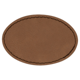 Dark Brown with Black Engraving 3x2 Oval Hat Patches with - Laser Engraved Leatherette