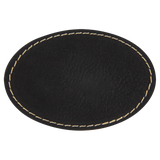 Black with Gold Engraving 3x2 Oval Hat Patches with - Laser Engraved Leatherette