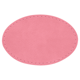 Pink with Black Engraving 3x2 Oval Hat Patches with - Laser Engraved Leatherette