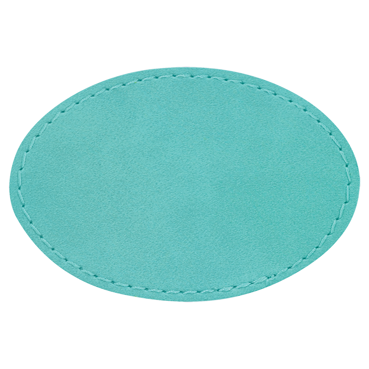 Teal with Black Engraving 3x2 Oval Hat Patches with - Laser Engraved Leatherette