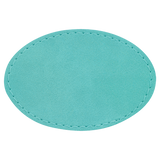 Teal with Black Engraving 3x2 Oval Hat Patches with - Laser Engraved Leatherette