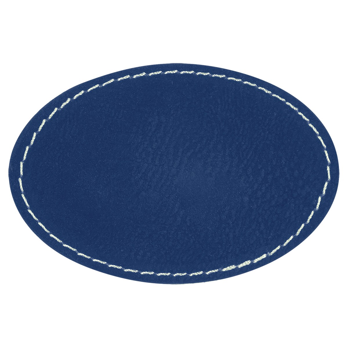 Blue with Silver Engraving 3x2 Oval Hat Patches with - Laser Engraved Leatherette