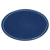 Blue with Silver Engraving 3x2 Oval Hat Patches with - Laser Engraved Leatherette