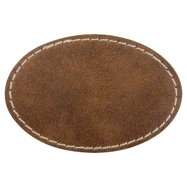 Rustic with Gold Engraving 3x2 Oval Hat Patches with - Laser Engraved Leatherette