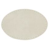 White with Black Engraving 3x2 Oval Hat Patches with - Laser Engraved Leatherette