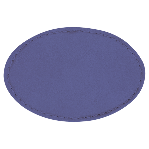 Purple with Black Engraving 3x2 Oval Hat Patches with - Laser Engraved Leatherette