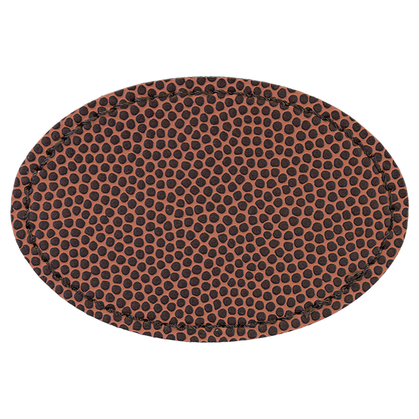 Football with Black Engraving 3x2 Oval Hat Patches with - Laser Engraved Leatherette