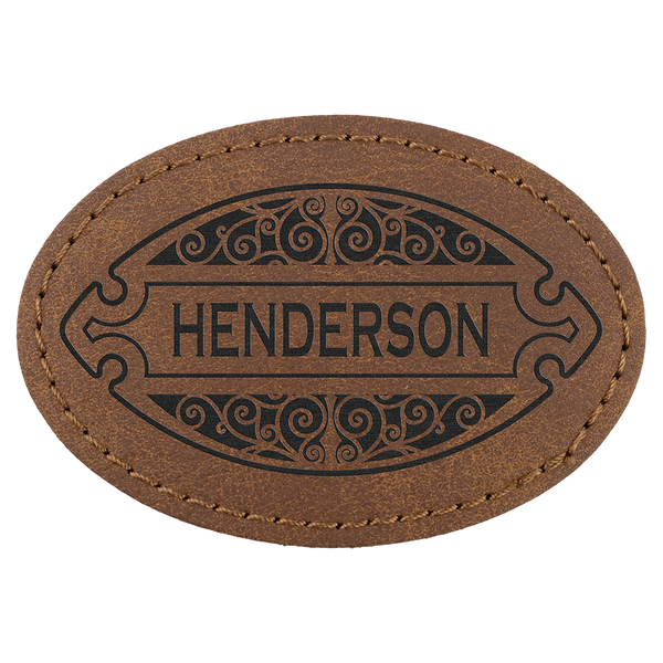3" x 2" Premier Laserable Leatherette Oval Patch Adhesive - Creekside Collection