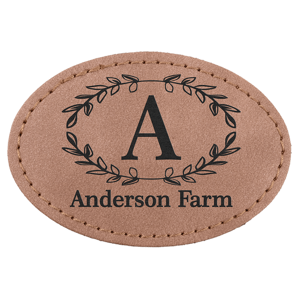 3" x 2" Premier Laserable Leatherette Oval Patch Adhesive - Creekside Collection