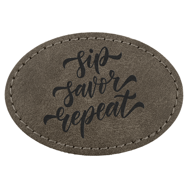 3" x 2" Premier Laserable Leatherette Oval Patch Adhesive - Creekside Collection