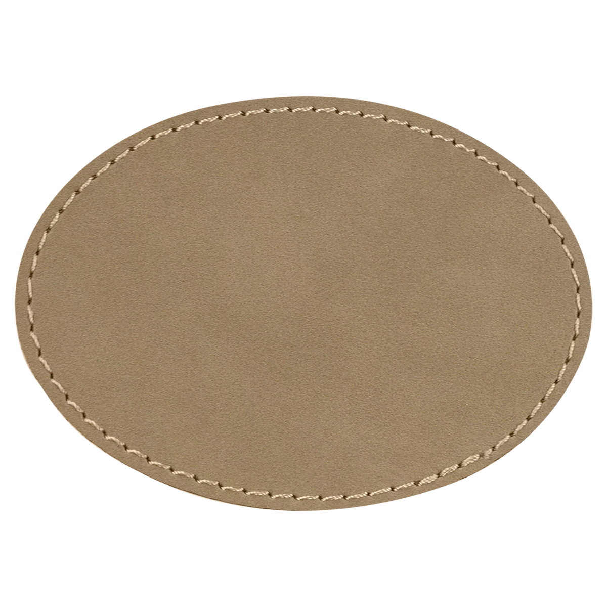 Light Brown with Black Engraving 3.5x2.5 Oval Hat Patches - Laser Engraved Leatherette