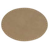 Light Brown with Black Engraving 3.5x2.5 Oval Hat Patches - Laser Engraved Leatherette