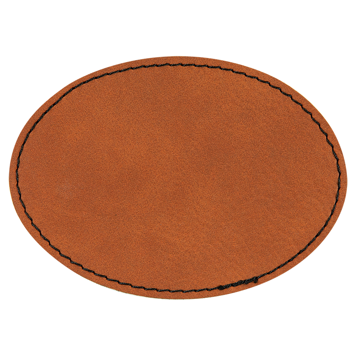Rawhide with Black Engraving 3.5x2.5 Oval Hat Patches - Laser Engraved Leatherette