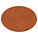 Rawhide with Black Engraving 3.5x2.5 Oval Hat Patches - Laser Engraved Leatherette