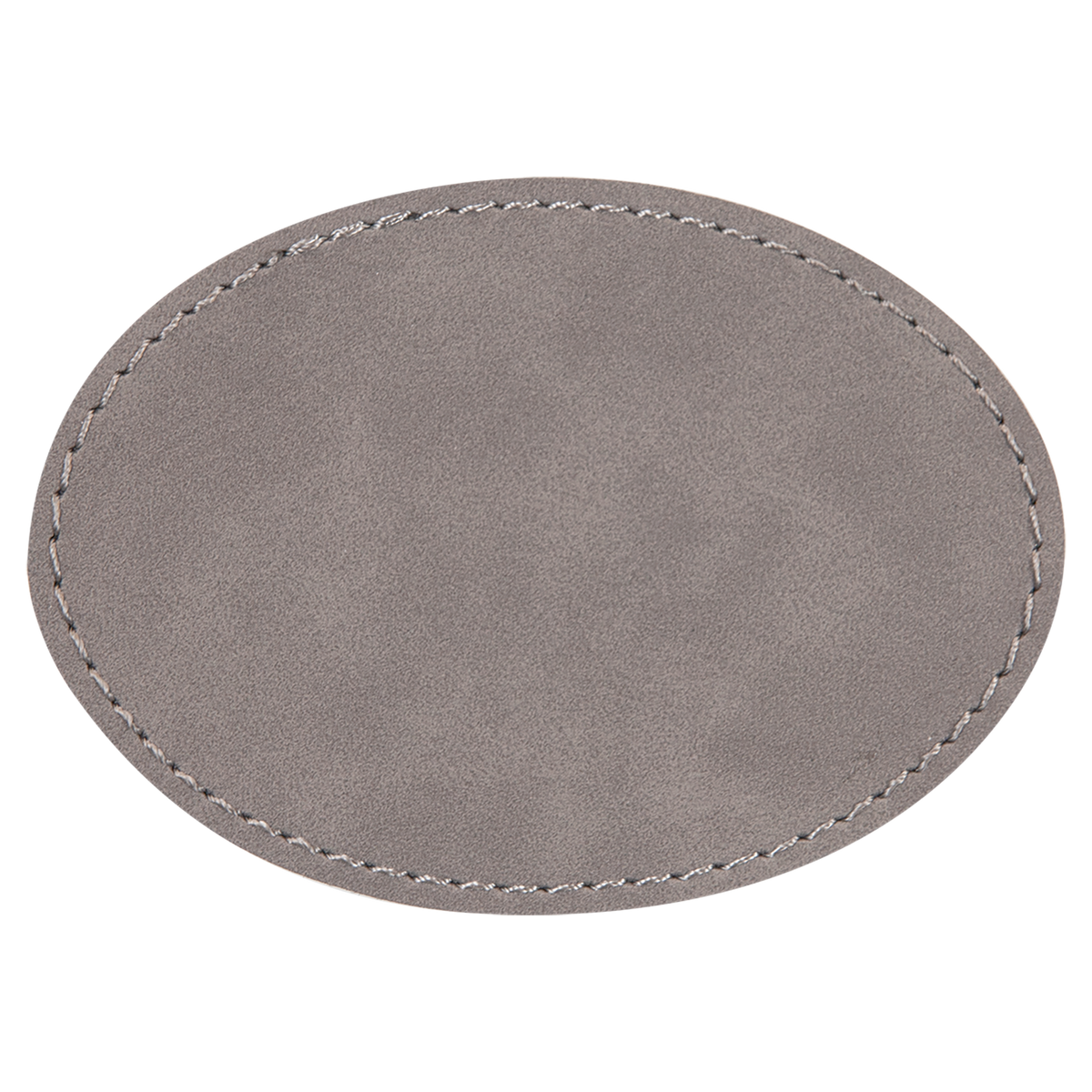 Gray with Black Engraving 3.5x2.5 Oval Hat Patches - Laser Engraved Leatherette