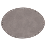 Gray with Black Engraving 3.5x2.5 Oval Hat Patches - Laser Engraved Leatherette