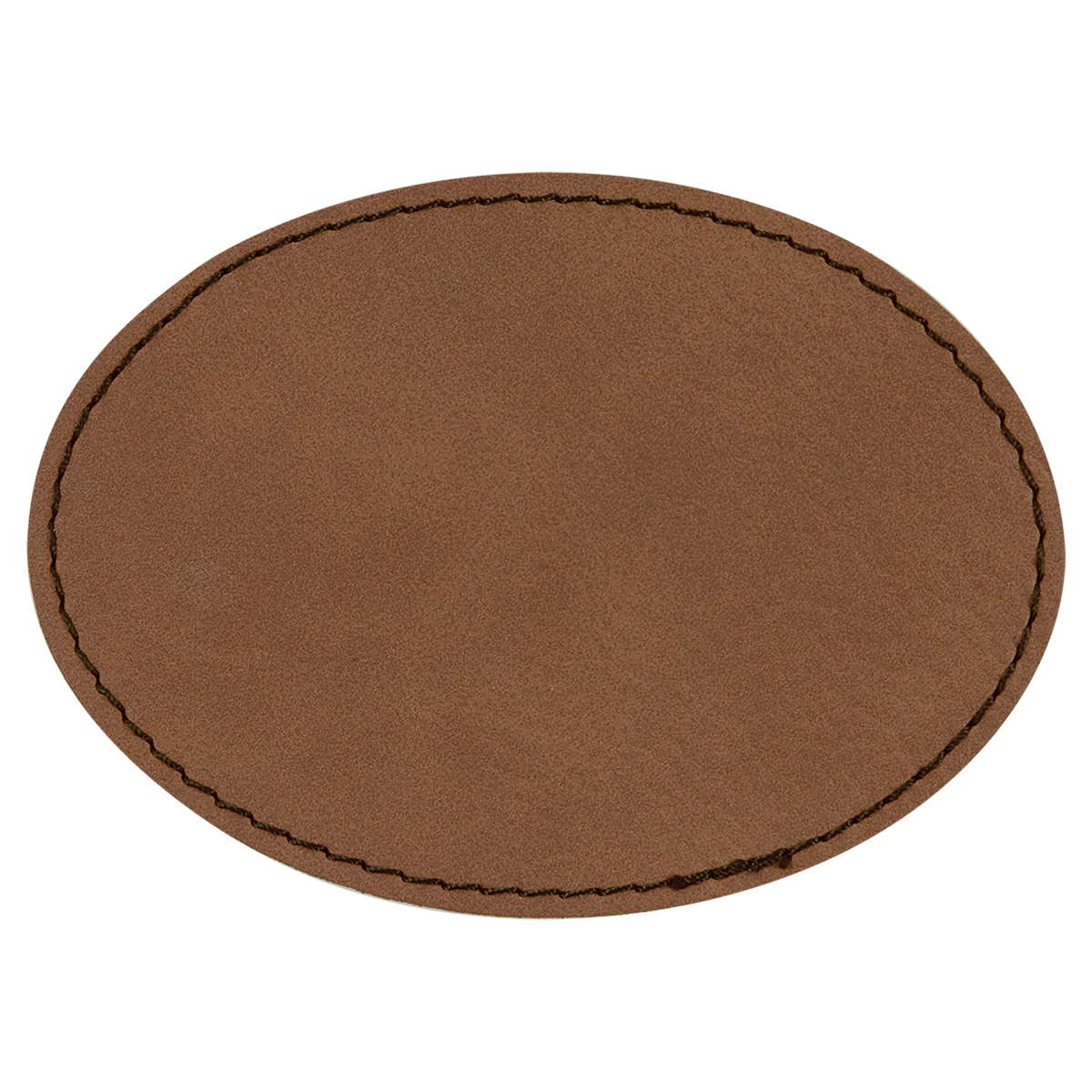 Dark Brown with Black Engraving 3.5x2.5 Oval Hat Patches - Laser Engraved Leatherette