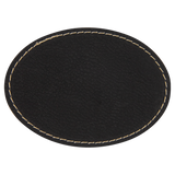 Black with Gold Engraving 3.5x2.5 Oval Hat Patches - Laser Engraved Leatherette
