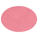 Pink with Black Engraving 3.5x2.5 Oval Hat Patches - Laser Engraved Leatherette