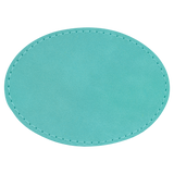 Teal with Black Engraving 3.5x2.5 Oval Hat Patches - Laser Engraved Leatherette