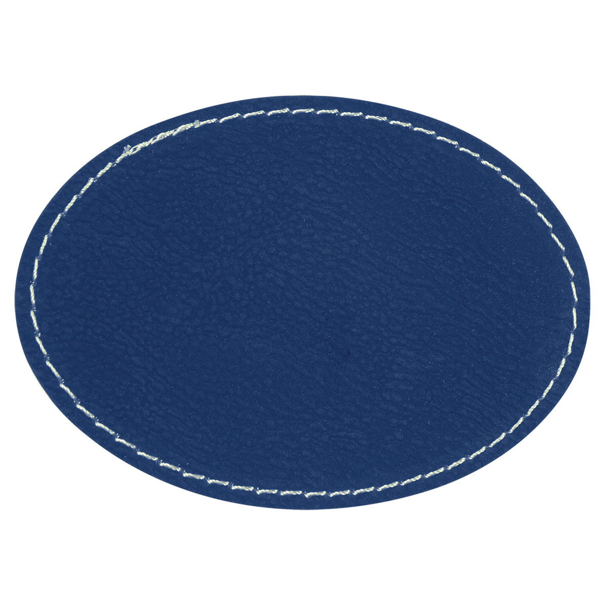 Blue with Silver Engraving 3.5x2.5 Oval Hat Patches - Laser Engraved Leatherette