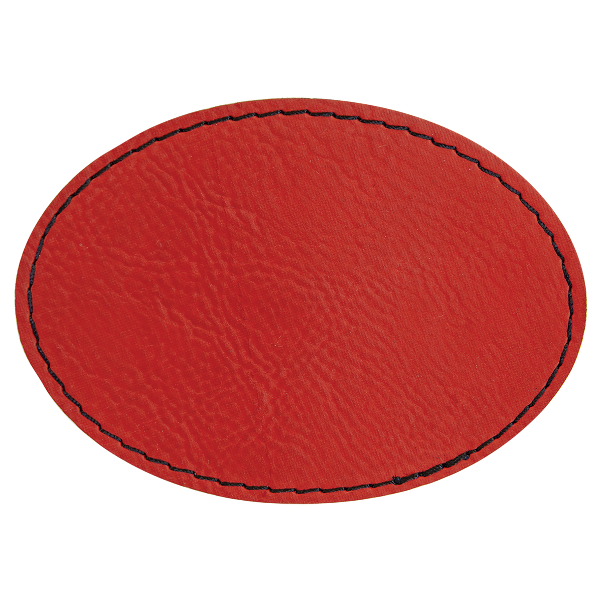 Red with Black Engraving 3.5x2.5 Oval Hat Patches - Laser Engraved Leatherette