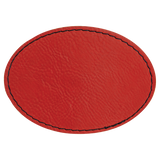 Red with Black Engraving 3.5x2.5 Oval Hat Patches - Laser Engraved Leatherette