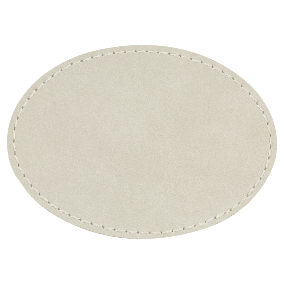 White with Black Engraving 3.5x2.5 Oval Hat Patches - Laser Engraved Leatherette