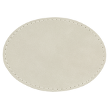 White with Black Engraving 3.5x2.5 Oval Hat Patches - Laser Engraved Leatherette