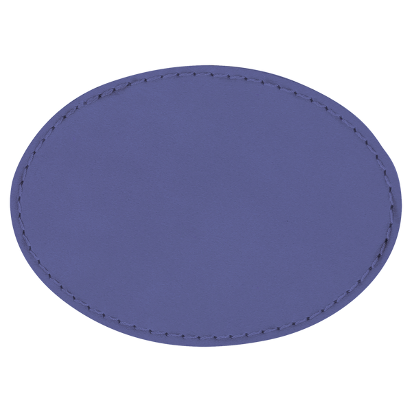 Purple with Black Engraving 3.5x2.5 Oval Hat Patches - Laser Engraved Leatherette
