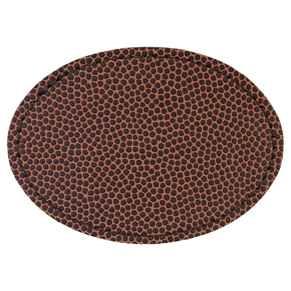 Football with Black Engraving 3.5x2.5 Oval Hat Patches - Laser Engraved Leatherette