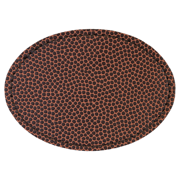 Football with Black Engraving 3.5x2.5 Oval Hat Patches - Laser Engraved Leatherette