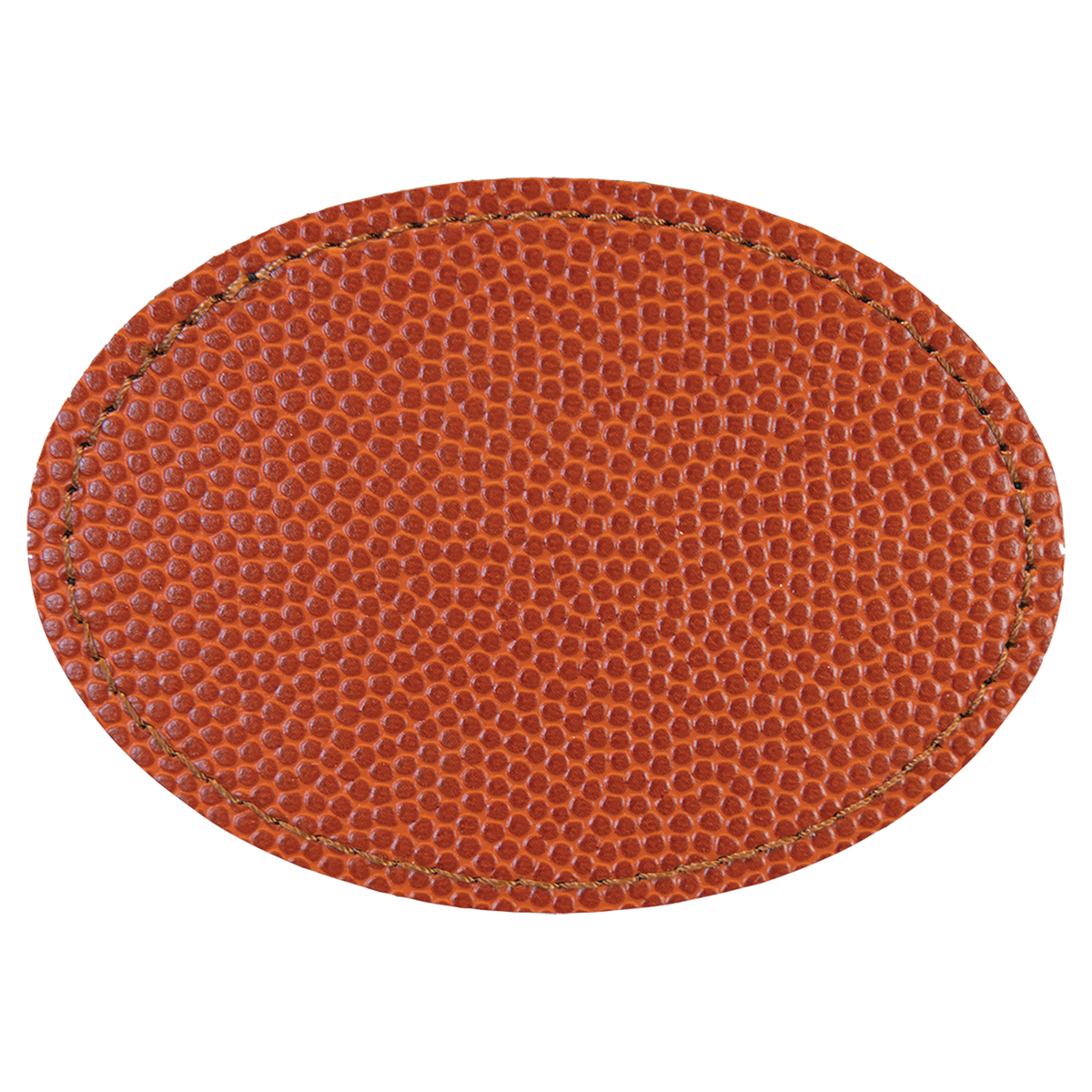 Basketball with Black Engraving 3.5x2.5 Oval Hat Patches - Laser Engraved Leatherette