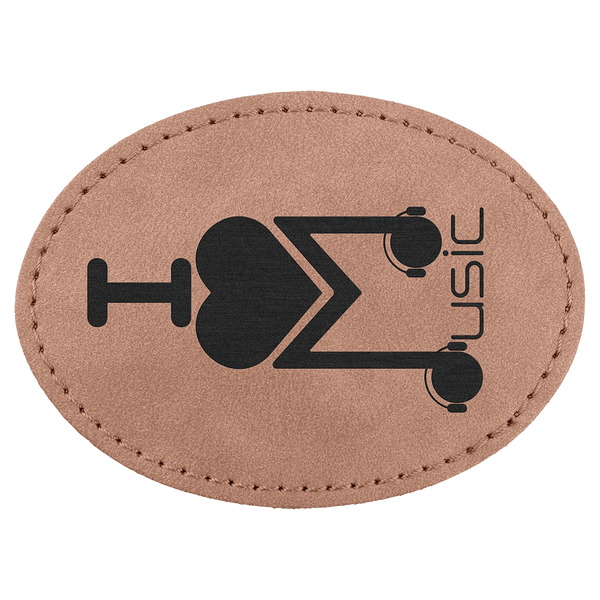 A Blush Oval Patch Adhesive - Laserable Leatherette Creekside Collection 3 1/2" x 2 1/2"