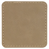Light Brown with Black Engraving 2.5x2.5 Square Hat Patches - Laser Engraved Leatherette