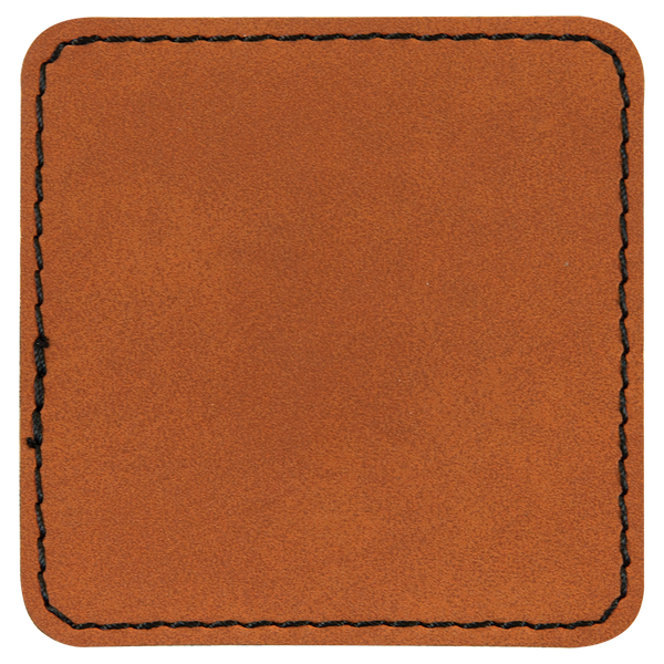 Rawhide with Black Engraving 2.5x2.5 Square Hat Patches - Laser Engraved Leatherette