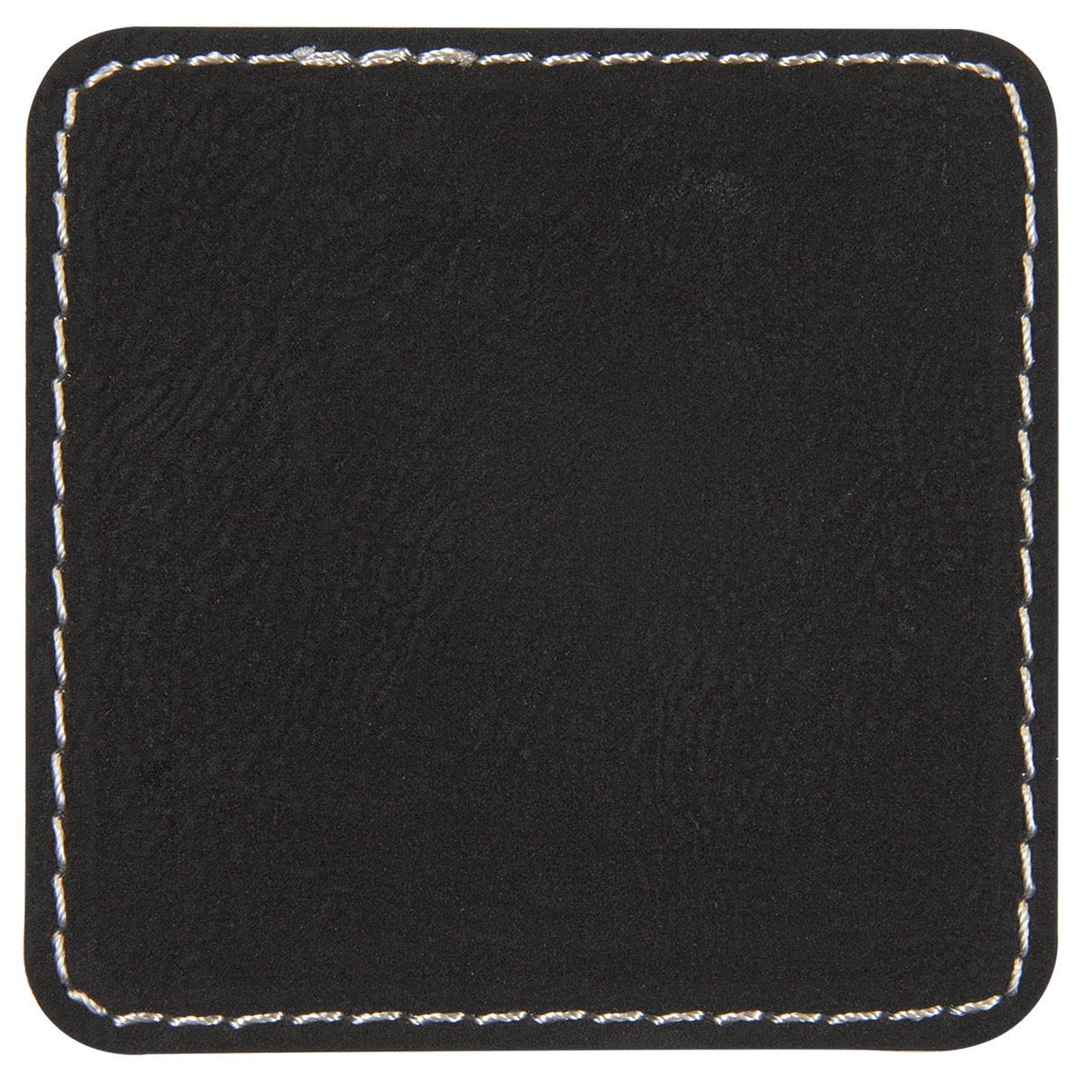 Black with Silver Engraving 2.5x2.5 Square Hat Patches - Laser Engraved Leatherette