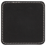 Black with Silver Engraving 2.5x2.5 Square Hat Patches - Laser Engraved Leatherette
