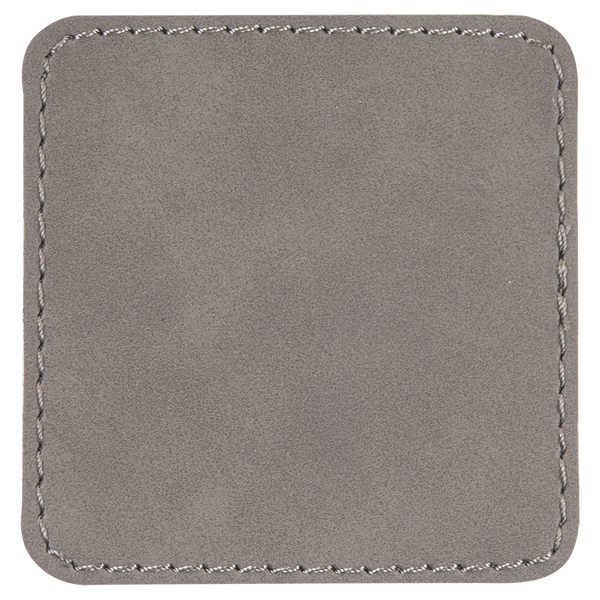 Gray with Black Engraving 2.5x2.5 Square Hat Patches - Laser Engraved Leatherette