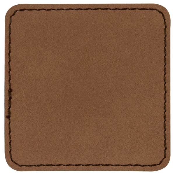 Dark Brown with Black Engraving 2.5x2.5 Square Hat Patches - Laser Engraved Leatherette