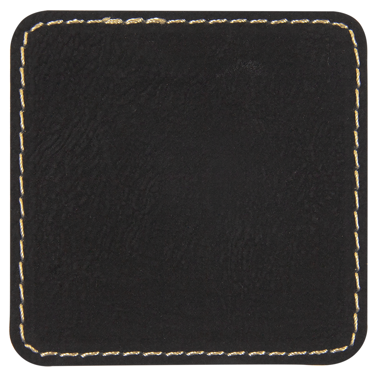 Black with Gold Engraving 2.5x2.5 Square Hat Patches - Laser Engraved Leatherette