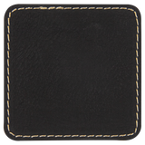 Black with Gold Engraving 2.5x2.5 Square Hat Patches - Laser Engraved Leatherette