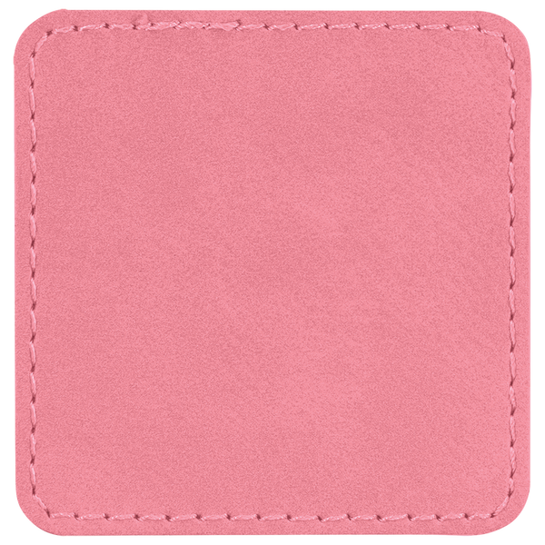 Pink with Black Engraving 2.5x2.5 Square Hat Patches - Laser Engraved Leatherette