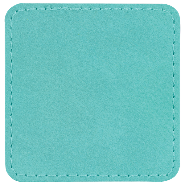 Teal with Black Engraving 2.5x2.5 Square Hat Patches - Laser Engraved Leatherette