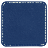 Blue with Silver Engraving 2.5x2.5 Square Hat Patches - Laser Engraved Leatherette