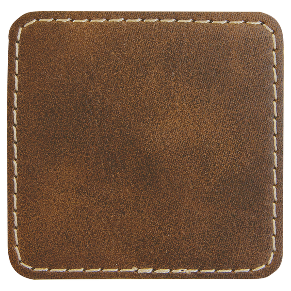 Rustic with Gold Engraving 2.5x2.5 Square Hat Patches - Laser Engraved Leatherette