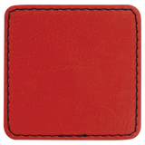 Red with Black Engraving 2.5x2.5 Square Hat Patches - Laser Engraved Leatherette