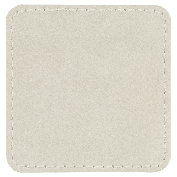 White with Black Engraving 2.5x2.5 Square Hat Patches - Laser Engraved Leatherette