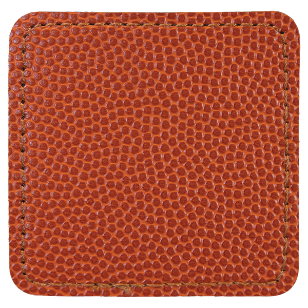 Basketball with Black Engraving 2.5x2.5 Square Hat Patches - Laser Engraved Leatherette